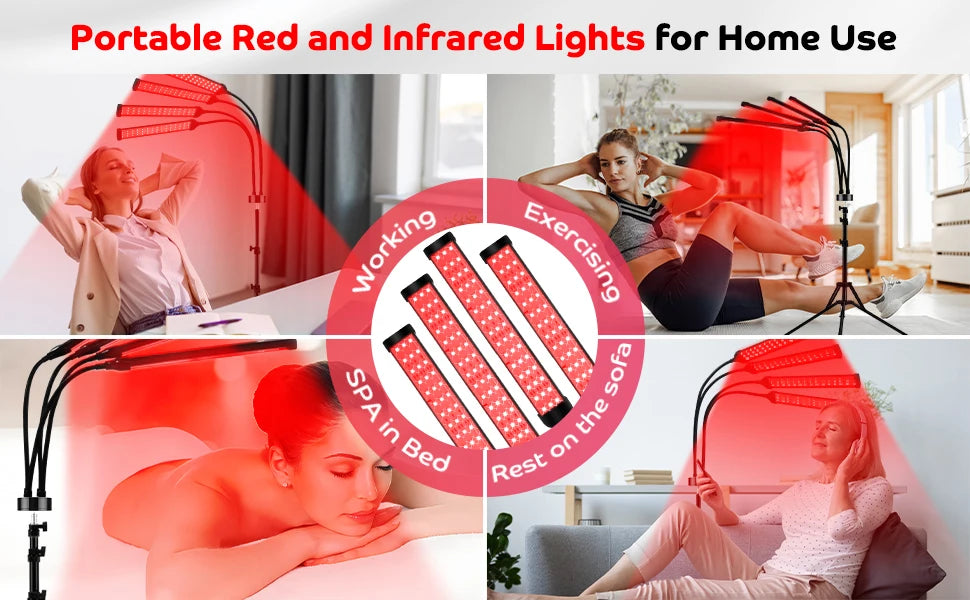 LED Red Light Therapy Lamp Floor Stand 660nm 850nm Infrared Panel for Full Body Face Back Pain Relief LED Therapy Device