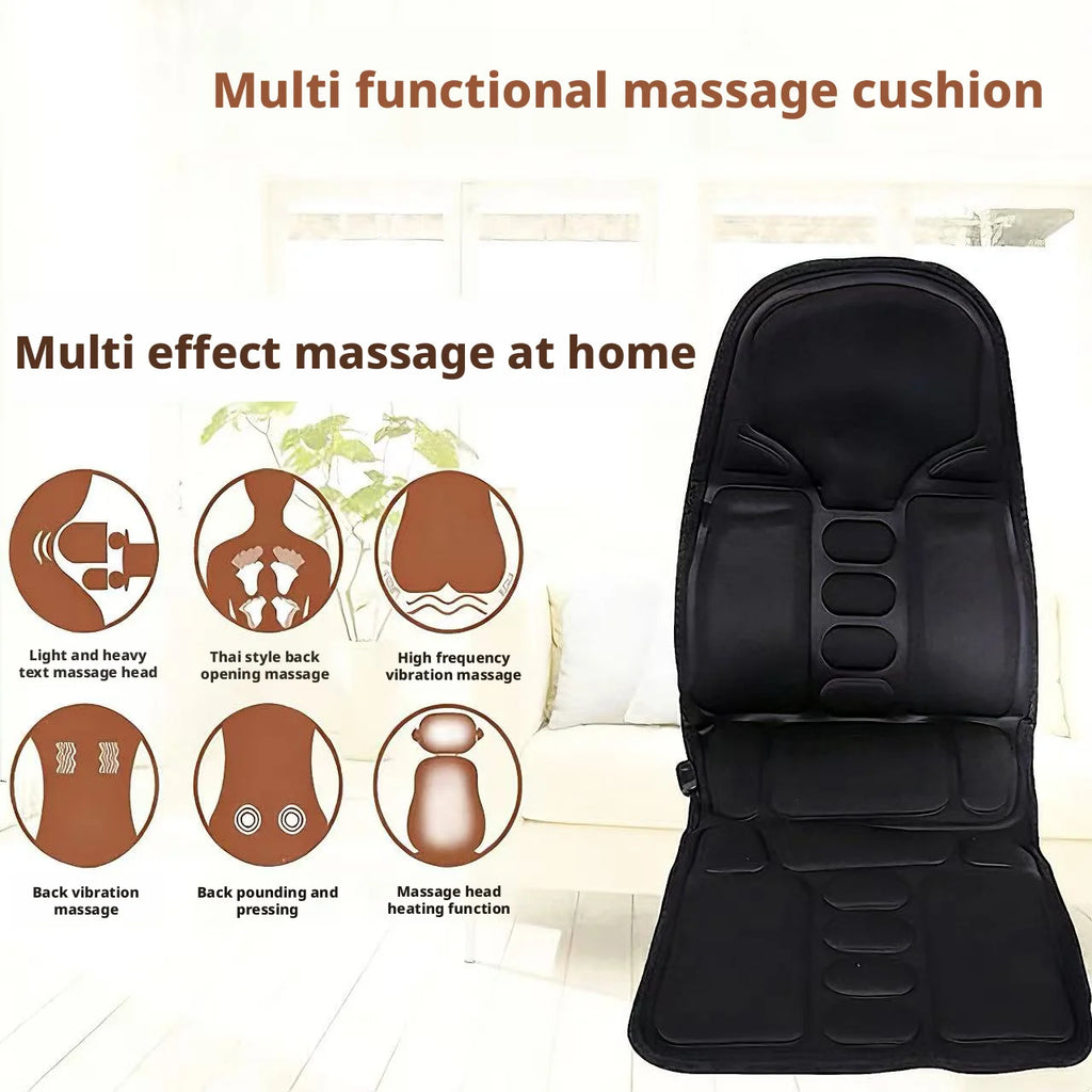 Home Car Massage Cushion Multifunctional Combines Neck Waist Vibration Seat Cushion Fullbody Electric Heating Car Massage Device
