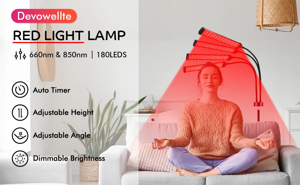LED Red Light Therapy Lamp Floor Stand 660nm 850nm Infrared Panel for Full Body Face Back Pain Relief LED Therapy Device