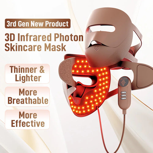 3D LED Facial Mask 4 Colors Wireless Red Light Therapy Infrared Photon Skin Rejuvenation Wrinkle Removal Anti Acne Shrink Pores
