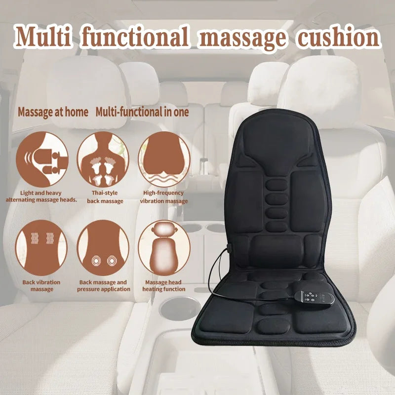 Home Car Massage Cushion Multifunctional Combines Neck Waist Vibration Seat Cushion Fullbody Electric Heating Car Massage Device