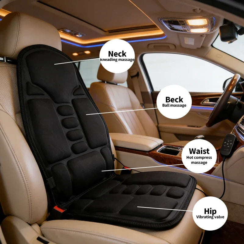Home Car Massage Cushion Multifunctional Combines Neck Waist Vibration Seat Cushion Fullbody Electric Heating Car Massage Device