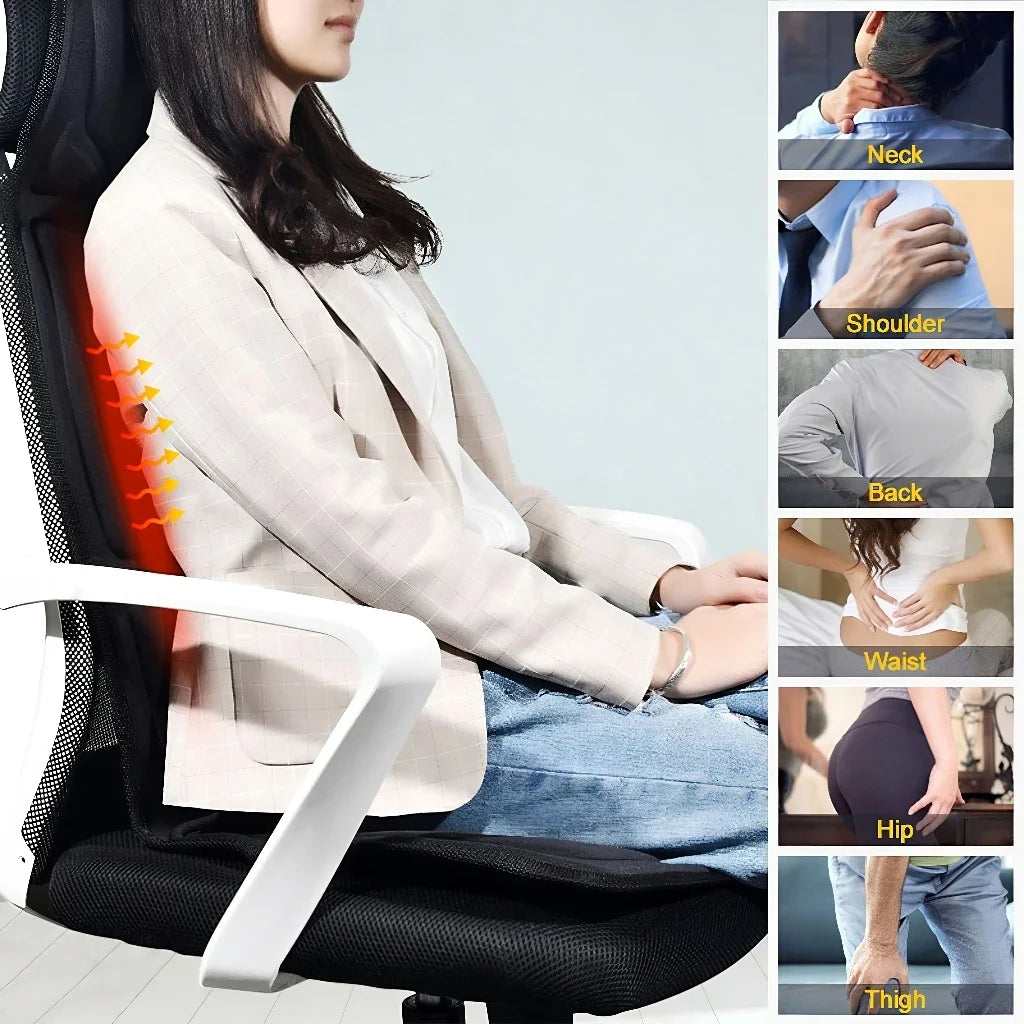 Home Car Massage Cushion Multifunctional Combines Neck Waist Vibration Seat Cushion Fullbody Electric Heating Car Massage Device