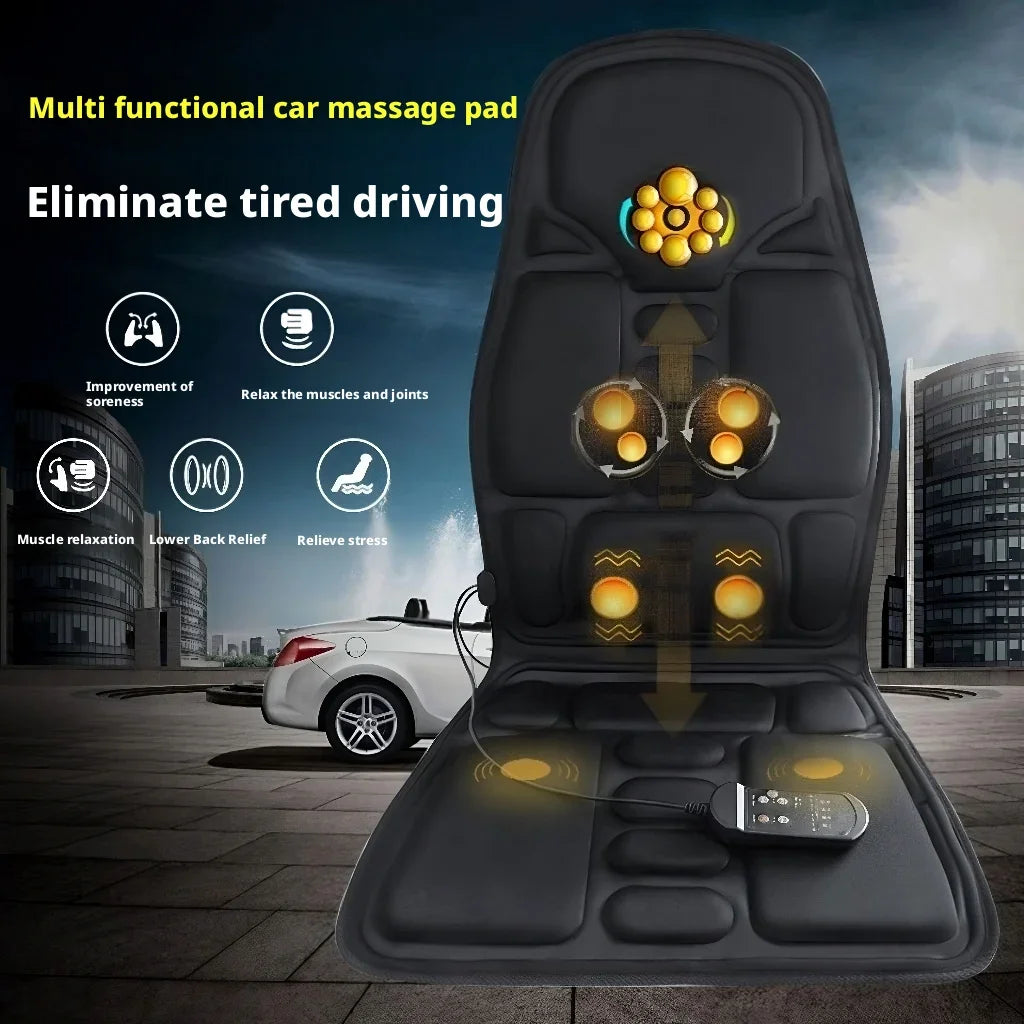 Home Car Massage Cushion Multifunctional Combines Neck Waist Vibration Seat Cushion Fullbody Electric Heating Car Massage Device